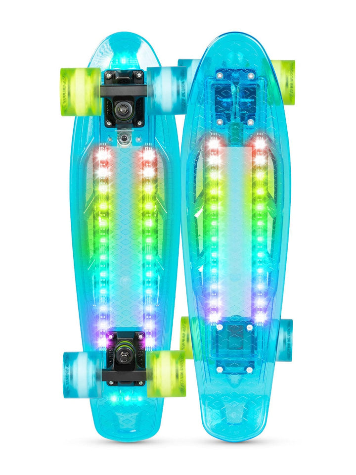 Madd Gear Light-Up Complete Penny Style Skateboard LED Light-Up RGB Bright Fun Complete Deck Boys Girls Blue