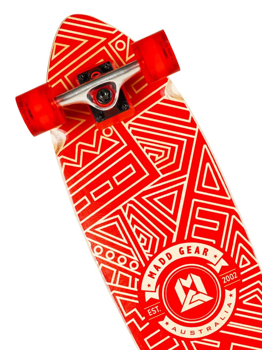 Madd Gear 36" Longboard Complete Skateboard Maple Adults High Quality Aluminum Trucks Red Tribal Large Red Wheels