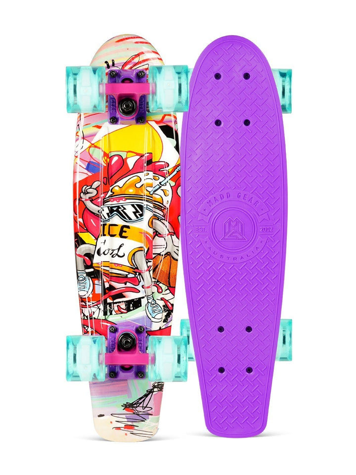 Madd Gear Light Up Penny Board Plastic Skateboard Retro Purple Girls Boys Skate