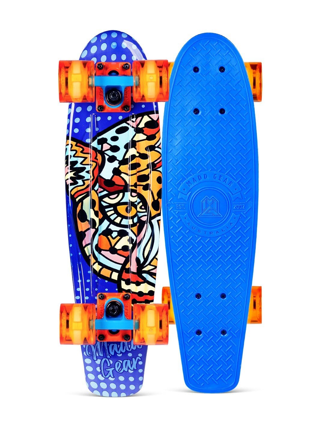 Madd Gear Penny Skateboard Retro Board Lion Blue Boys Girls Orange Plastic 22 Inch 22"