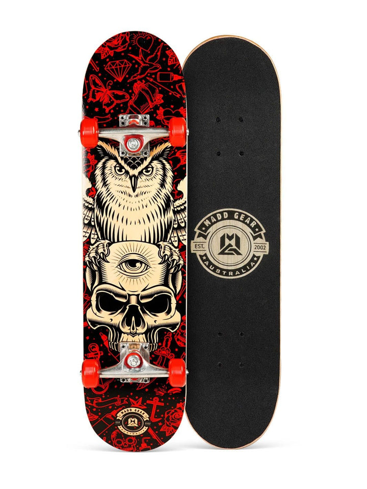Madd Gear MGP Popsicle Skateboard Owl Black Red Complete Best Kids Quality