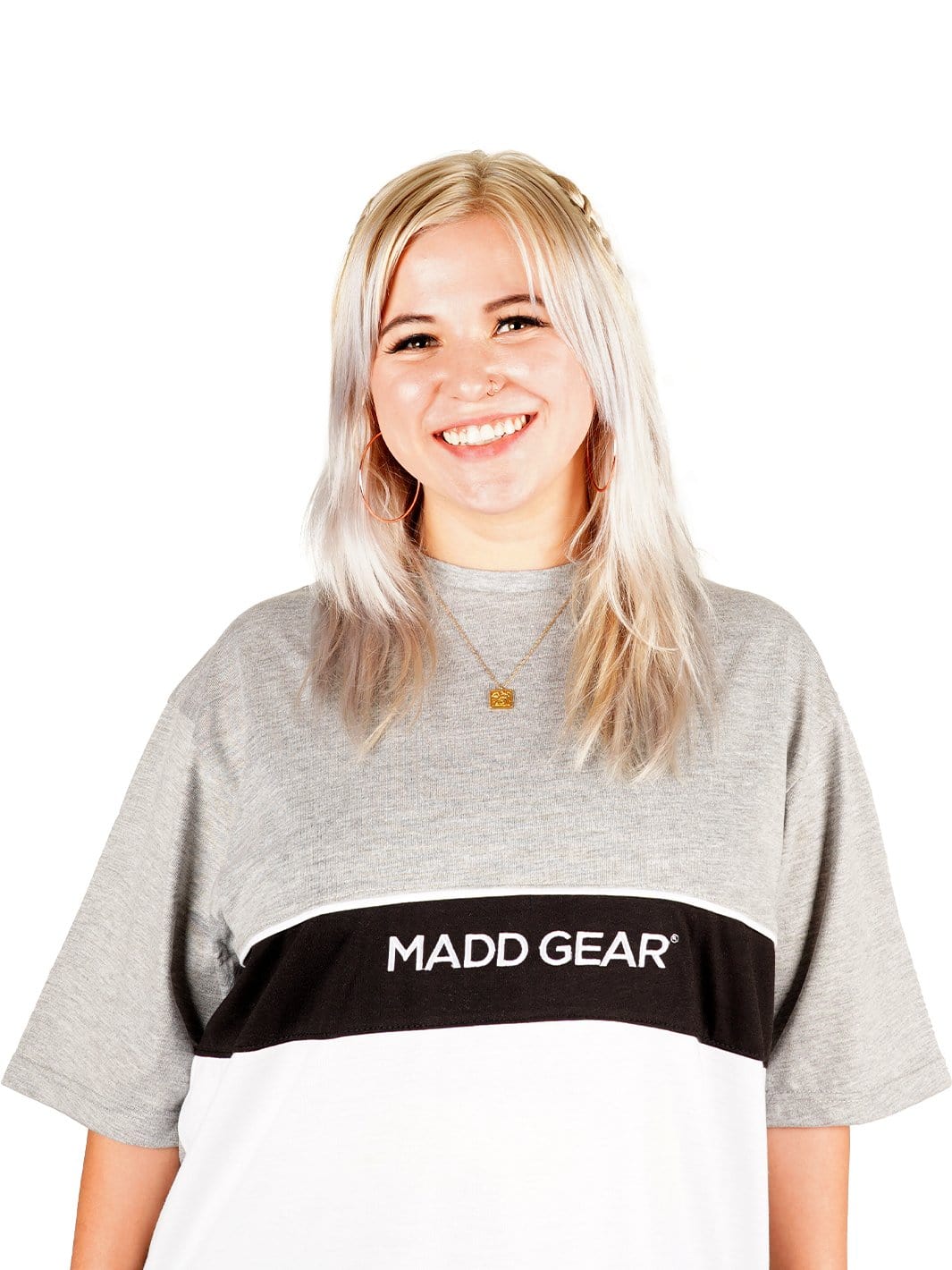 madd gear t shirt MGP STRIPE TEE - GRAY WHITE – Madd Gear Global