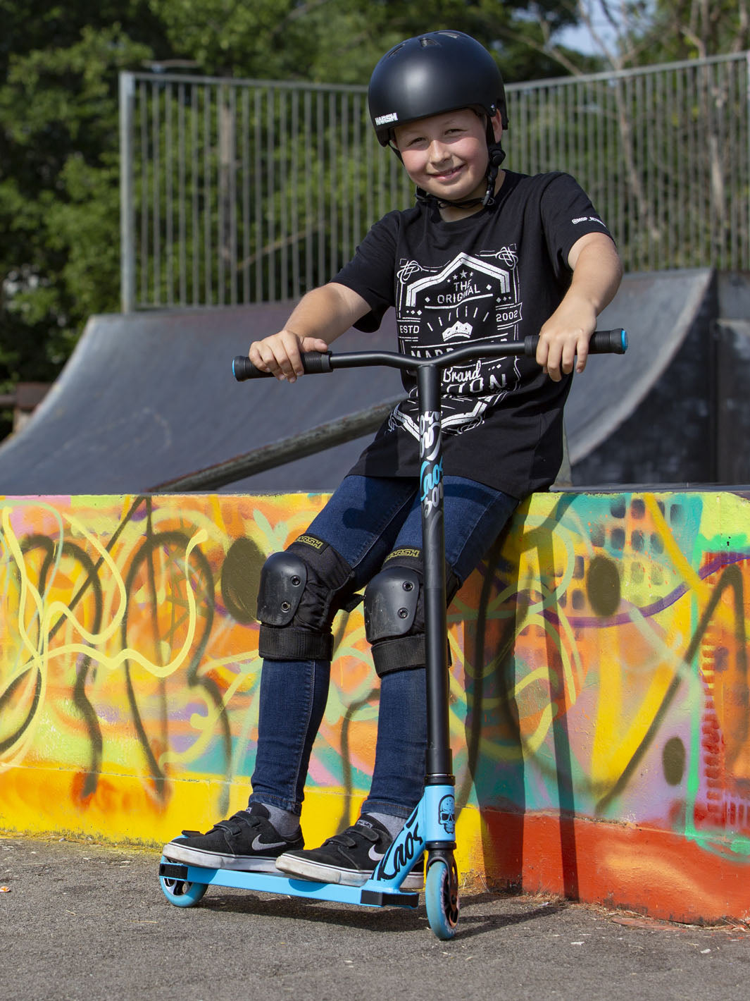 kids trick scooter for skatepark blue black boys girls