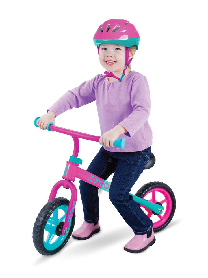 Zycom Zbike Zycomotion Balance Bike Strider Foot to Floor Boys Blue Pink Madd Helmet
