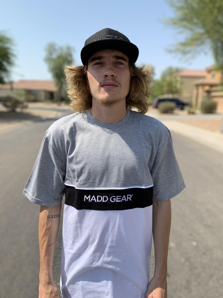 madd gear t shirt MGP STRIPE TEE - GRAY WHITE – Madd Gear Global